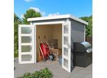 Gartenhaus LASITA MAJA "Zambezi 1", grau (lichtgrau), ohne Fußboden, ohne Dacheindeckung, Holzwerkstoff, Gartenhäuser, Gartenhaus