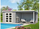 Gartenhaus LASITA MAJA "Novia 275 Plus", grau (lichtgrau), ohne Fußboden, Rückwand, ohne Dacheindeckung, Holzwerkstoff, Gartenhäuser, Gartenhaus