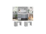Vicco Schminktisch Sherry Weiß Hochglanz Gold 120 x 75 cm 5 Schubladen