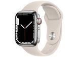 Apple Watch Series 7 Edelstahl 41 mm (2021) | GPS + Cellular | silber | Sportarmband Polarstern