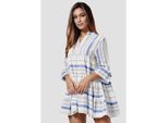 RAYSHYNE Damen Sommerkleid Modisches Tunika Hemdblusenkleid in Leinen Optik RS27