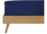 Spannbettlaken SCHIESSER "Elli aus 97% Baumwolle und 3% Elasthan", blau (dunkelblau), B:150cm L:200cm, Jersey-Elasthan, Obermaterial: 97% Baumwolle, 3% Elasthan, Bettlaken, Spannbettlaken, für hohe Matratzen und Boxspringbetten, MADE IN GREEN by OEKO-TEX