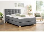 Boxspringbett HOME AFFAIRE "Moulay", grau, B:154cm L:211cm, Komplettbetten, Boxspringbett, inkl. Topper, in 3 Härtegraden, TFK auch in Härtegrad 4