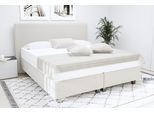 Boxspringbett "Sven", weiß (wollweiß), L:210cm, 80% Baumwolle/ 20% Polyester;Polsterwatte: 100% Polyester, WESTFALIA SCHLAFKOMFORT, Komplettbetten, Boxspringbett, inkl. Zierkissen, wahlweise mit und ohne Kaltschaum-Topper