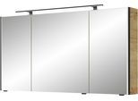 Spiegelschrank SAPHIR "Serie 7045 Badezimmer-Spiegelschrank inkl. LED-Beleuchtung, 3 Türen", braun (halifax eiche quer nachbildung), B:133,2cm H:70,3cm T:17cm, Holzwerkstoff, Schränke, Spiegelschrank, Badschrank 133,2 cm breit, inkl. LEDplus Schalter und Türdämpfer