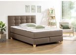 Boxspringbett HOME AFFAIRE "Moulay", braun (mittelbraun), B:154cm L:211cm, Komplettbetten, Boxspringbett, inkl. Topper, in 3 Härtegraden, TFK auch in Härtegrad 4