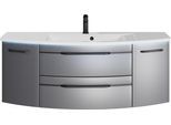 Waschtisch SAPHIR "Serie 7045 Mineralmarmor-Waschtisch und Unterschrank, 131 cm breit", grau (stahlgrau metallic), B:131cm H:50,2cm T:49,8cm, Waschtische, Waschtisch, Waschplatz mit 2 Schubladen, 2 Türen, Badmöbel Set mit Waschtisch