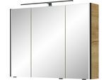 Spiegelschrank SAPHIR "Serie 7045 Badezimmer-Spiegelschrank inkl. LED-Beleuchtung, 3 Türen", braun (halifax eiche quer nachbildung), B:93,2cm H:70,3cm T:17cm, Holzwerkstoff, Schränke, Spiegelschrank, Badschrank 93,2 cm breit, inkl. LEDplus Schalter und Türdämpfer