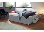 Boxspringbett, grau, B:180cm L:200cm, Bezug Bett: Feinstrukturstoff (77% Polyester, 23%Viskose) oder Microfaser (100% Polyester);Bonnellfederkernmatratze: 100%Polyester;Kaltschaummatratze: 100% Polyester, Bezug abnehm- und waschbar bis 60C, WESTFALIA SCHLAFKOMFORT, Komplettbetten, Boxspringbett, mit integrierter Schublade, frei im Raum stellbar