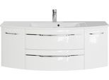 Waschtisch SAPHIR "Serie 7045 Mineralmarmor-Waschtisch und Unterschrank, 131 cm breit", weiß (weiß hochglanz), B:131cm H:50,2cm T:49,8cm, Waschtische, Waschtisch, Waschplatz mit 2 Schubladen, 2 Türen, Badmöbel Set mit Waschtisch
