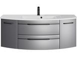 Waschtisch SAPHIR "Serie 7045 Mineralmarmor-Waschtisch und Unterschrank, 131 cm breit", grau (stahlgrau metallic), B:131cm H:50,2cm T:49,8cm, Waschtische, Waschtisch, Waschplatz mit 2 Schubladen, 2 Türen, Badmöbel Set mit Waschtisch