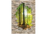 Artland Wandbild »Wald mit Bach Blick Stein Mauer«, Waldbilder, (1 St.), als Alubild, Outdoorbild, Poster, Wandaufkleber in...