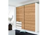 Schwebetürenschrank WIMEX "Level by fresh to go", weiß (weiß, plankeneichefarben), B:200cm H:216cm T:65cm, Schränke, Schwebetürenschrank