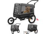VESKA® Hundeanhänger 3in1 Fahrradanhänger, Hundebuggy, Jogger für Hunde, großer Laderaum 240 Liter, Hundewagen mit Dual Federung, faltbar in Anthrazit/Schwarz