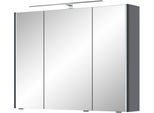 Spiegelschrank SAPHIR "Serie 7045 Badezimmer-Spiegelschrank inkl. LED-Beleuchtung, 3 Türen", grau (stahlgrau), B:93,2cm H:70,3cm T:17cm, Holzwerkstoff, Schränke, Spiegelschrank, Badschrank 93,2 cm breit, inkl. LEDplus Schalter und Türdämpfer