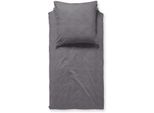 Bettwäsche DAMAI "Mik", grau (anthrazit), B/L: 155cm x 220cm, 1 Stk., 1 Stk., Renforcé, B/L: 80cm x 80cm, Renforcé, Obermaterial: 100% Baumwolle, Bettwäsche, Bettwäsche, Leinen-Optik