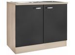 Spülenschrank OPTIFIT "Faro", grau (anthrazit), B:100cm H:84,8cm T:60cm, Schränke, Spülenschrank, mit Metallgriffen, Breite 100 cm