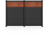 Gartenzaun STAKET PRO "Komplettzaun »Rhombus Mini« Breite 1200 mm + Cortenstahl", schwarz (anthrazit struktur), H:180cm, Aluminium, Sicherheitsglas, Zaunelemente, Zaunhöhe 180 cm, Zaunlänge 2,484 - 3,726 m