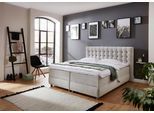 Boxspringbett "Tina", grau (hellgrau), B:182cm L:218cm, Bettrahmen und seitliche Einfassung der Matratzen: pflegeleichter Strukturstoff (100% Polyester);Topper sowie Spiegelfläche der Unter- und Obermatratze: 100% Polyester, ATLANTIC HOME COLLECTION, Komplettbetten, Boxspringbett, mit Bettkasten und Topper, auch in Überlänge
