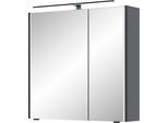 Spiegelschrank SAPHIR "Serie 7045 Badezimmer-Spiegelschrank inkl. LED-Beleuchtung, 2 Türen", grau (stahlgrau), B:73,2cm H:70,3cm T:17cm, Holzwerkstoff, Schränke, Spiegelschrank, Badschrank 73,2 cm breit, inkl. LEDplus Schalter und Türdämpfer
