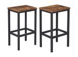 Barhocker VASAGLE "eckig, 2er Set, Metall, Holz", braun, B:40cm H:65cm T:30cm, Hocker, Barhocker, Herkunftsland China, Holzart