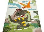 Paco Home Kinderteppich »Diamond 636«, rechteckig, 3D-Design, Motiv Dinosaurier, Kinderzimmer