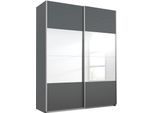 Schwebetürenschrank RAUCH "Quadra", grau (grau metallic, spiegel), B:181cm H:230cm T:62cm, Holzwerkstoff, Schränke, Schwebetürenschrank, mit Spiegelelementen
