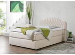 Boxspringbett MAINTAL, beige (creme), Liegefläche B/L: 100cm x 200cm, H2 + H2, 7-Zonen-Kaltschaummatratze, Seitliche Einfassung Unterbox und Obermatratze: Mikrovelours (100% Polyester);Spiegelfläche der Unterbox und Obermatratze: 100% Polyester, Komplettbetten, Boxspringbett, in diversen Ausführungen