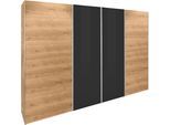 Schwebetürenschrank WIMEX "Level by fresh to go", grau (plankeneichefarben, grauglas), B:350cm H:236cm, Schränke, Schwebetürenschrank, mit Glastüren und Synchronöffnung