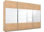 Schwebetürenschrank RAUCH "Quadra", braun (struktureichefarben hell, spiegel), B:315cm H:210cm T:62cm, Holzwerkstoff, Schränke, Schwebetürenschrank, mit Spiegelelementen