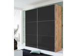 Schwebetürenschrank WIMEX "Level by fresh to go", grau (plankeneichefarben, grauglas), B:200cm H:236cm T:65cm, Schränke, Schwebetürenschrank, mit Glastüren