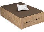 Stauraumbett RAUCH "Aditio", braun (struktureichefarben hell), B:126cm H:50cm L:208cm, Betten, Stauraumbett, ohne Kopfteil, inklusive Schubkästen