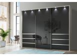 Schwebetürenschrank WIEMANN "Malibu, stilvolles Design, Made in Germany", weiß (weiß, graphitglas), B:300cm H:217cm T:67cm, Schränke, Schwebetürenschrank, mit Glasfront, in verschiedenen Breiten, Schubladen mit Selbsteinzug