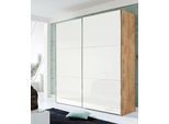 Schwebetürenschrank WIMEX "Level by fresh to go", braun (plankeneichefarben, weißglas), B:200cm H:216cm T:65cm, Schränke, Schwebetürenschrank, mit Glastüren