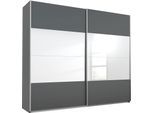 Schwebetürenschrank RAUCH "Quadra", grau (grau metallic, spiegel), B:271cm H:230cm T:62cm, Holzwerkstoff, Schränke, Schwebetürenschrank, mit Spiegelelementen