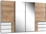 Schwebetürenschrank WIMEX "Level by fresh to go", weiß (weiß, plankeneichefarben), B:350cm H:216cm T:65cm, Schränke, Schwebetürenschrank, mit Synchronöffnung