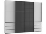 Schwebetürenschrank WIMEX "Level by fresh to go", weiß (weiß, grauglas), B:300cm H:236cm T:65cm, Schränke, Schwebetürenschrank, mit Glastüren und Synchronöffnung