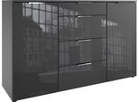 Kombikommode WIMEX "Level36 C by fresh to go", grau (graphit, glas grau), B:135cm H:84cm T:41cm, Holzwerkstoff, Sideboards, Kombikommode, mit Glaselementen auf der Front, soft-close Funktion, 135cm breit