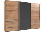 Schwebetürenschrank WIMEX "Level by fresh to go", grau (plankeneichefarben, grauglas), B:300cm H:216cm T:65cm, Schränke, Schwebetürenschrank, mit Glastür