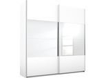 Schwebetürenschrank RAUCH "Quadra", weiß (weiß, spiegel), B:226cm H:230cm T:62cm, Holzwerkstoff, Schränke, Schwebetürenschrank, mit Spiegelelementen