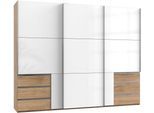 Schwebetürenschrank WIMEX "Level by fresh to go", braun (plankeneichefarben, weißglas), B:300cm H:236cm T:65cm, Schränke, Schwebetürenschrank, mit Glastüren
