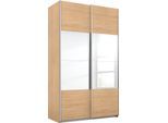 Schwebetürenschrank RAUCH "Quadra", braun (struktureichefarben hell, spiegel), B:136cm H:230cm T:62cm, Holzwerkstoff, Schränke, Schwebetürenschrank, mit Spiegelelementen