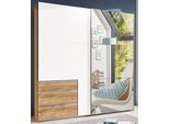 Schwebetürenschrank WIMEX "Level by fresh to go", weiß (plankeneichefarben, weiß), B:250cm H:216cm T:65cm, Schränke, Schwebetürenschrank, jeweils mit einer Spiegeltür