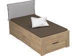 Stauraumbett RAUCH "Aditio", braun (struktureichefarben hell), B:96cm H:107cm L:208cm, Betten, Stauraumbett, inklusive Kopfteil und Schubkästen