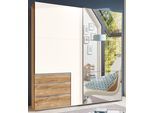 Schwebetürenschrank WIMEX "Level by fresh to go", weiß (plankeneichefarben, weiß), B:200cm H:236cm T:65cm, Schränke, Schwebetürenschrank, jeweils mit einer Spiegeltür