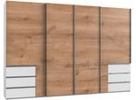 Schwebetürenschrank WIMEX "Level by fresh to go", weiß (weiß, plankeneichefarben), B:350cm H:236cm T:65cm, Schränke, Schwebetürenschrank, mit Synchronöffnung