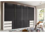Schwebetürenschrank WIMEX "Level by fresh to go", weiß (weiß, grauglas), B:350cm H:216cm, Schränke, Schwebetürenschrank, mit Glastüren und Synchronöffnung