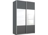 Schwebetürenschrank RAUCH "Quadra", grau (grau metallic, spiegel), B:136cm H:210cm T:62cm, Holzwerkstoff, Schränke, Schwebetürenschrank, mit Spiegelelementen