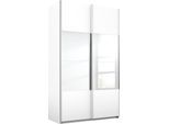 Schwebetürenschrank RAUCH "Quadra", weiß (weiß, spiegel), B:136cm H:230cm T:62cm, Holzwerkstoff, Schränke, Schwebetürenschrank, mit Spiegelelementen