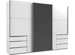 Schwebetürenschrank WIMEX "Level by fresh to go", weiß (weiß, grauglas), B:300cm H:216cm T:65cm, Schränke, Schwebetürenschrank, mit Glastür